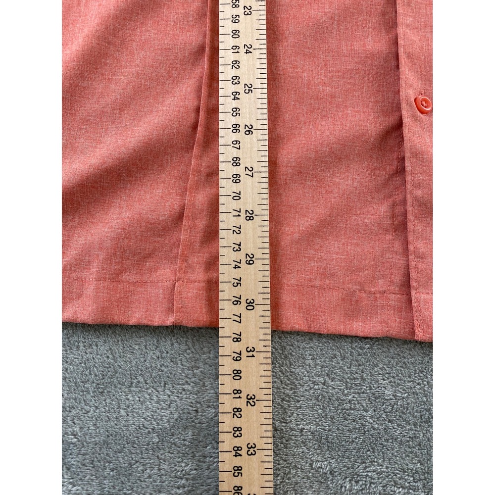 Havanera Co Mens XL‎ Coral Orange Short Sleeve Button Down Camp Shirt Guayabera - Picture 7 of 10